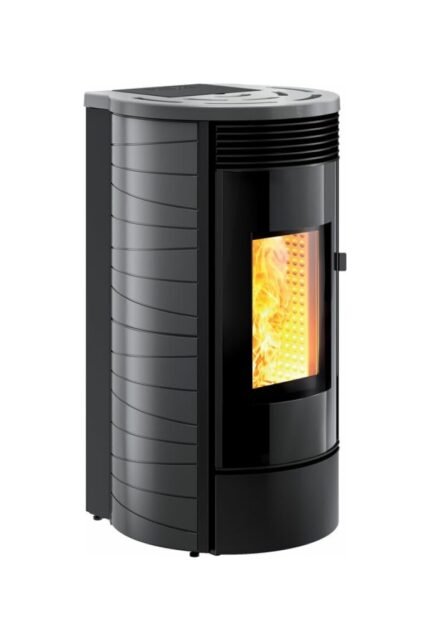 Caminetti Montegrappa MW22 AUP Gassa M Poêle à granulés autonettoyant pour chauffer l’eau, étanche à l’air et ventilé 21,3 kw – revêtement en majolique grise